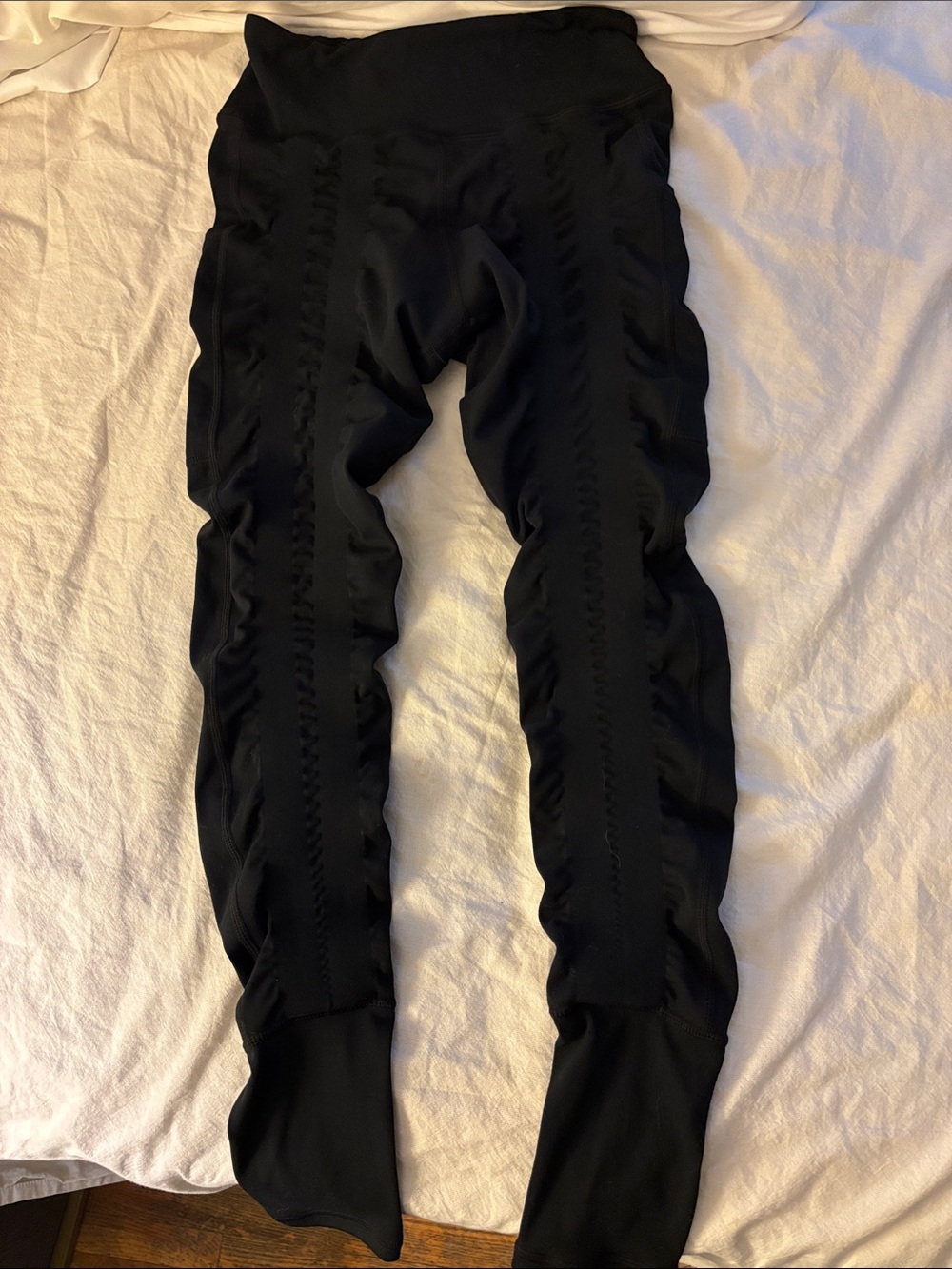 Women Ruffle Leggings with Subtle Logo
